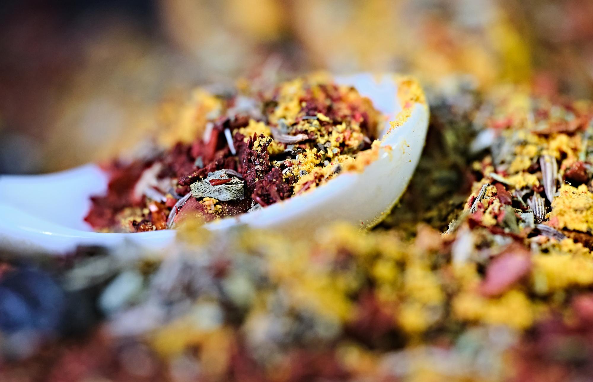 Close up of spices and dried herbs