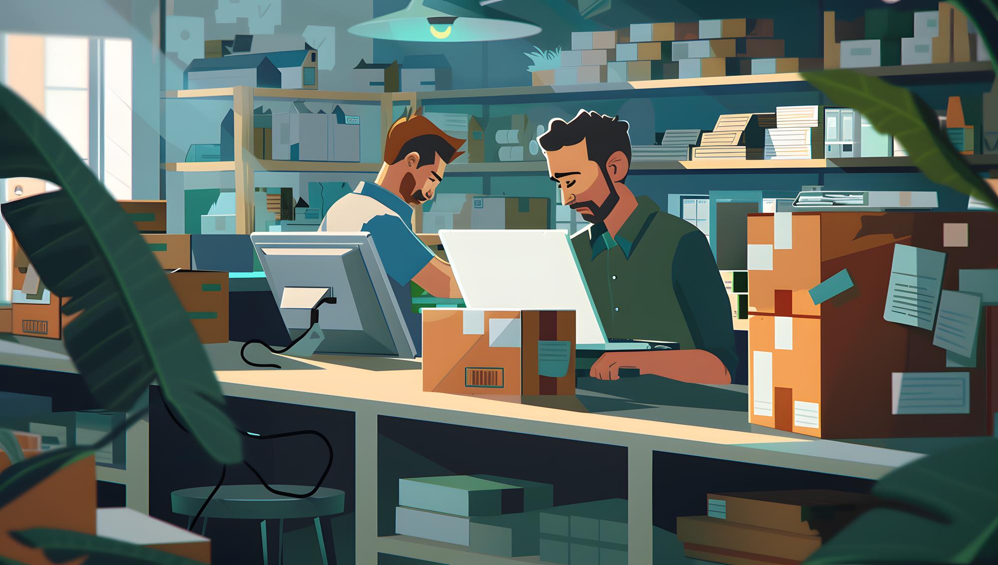 Operations manager checking inventory